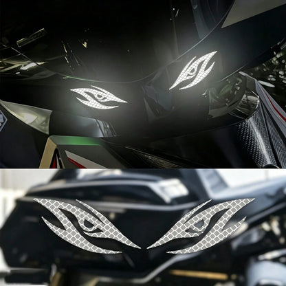 1pc Reflective Cool-Looking Motorcycle Sticker, Self-Adhesive Cartoon Pattern Sticker, Used For Motorcycle Headlights, Fuel Tank, Front Air Intake Cover, Back Of Helmet, Night Driving Safety Warning