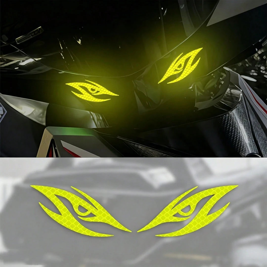 1pc Reflective Cool-Looking Motorcycle Sticker, Self-Adhesive Cartoon Pattern Sticker, Used For Motorcycle Headlights, Fuel Tank, Front Air Intake Cover, Back Of Helmet, Night Driving Safety Warning
