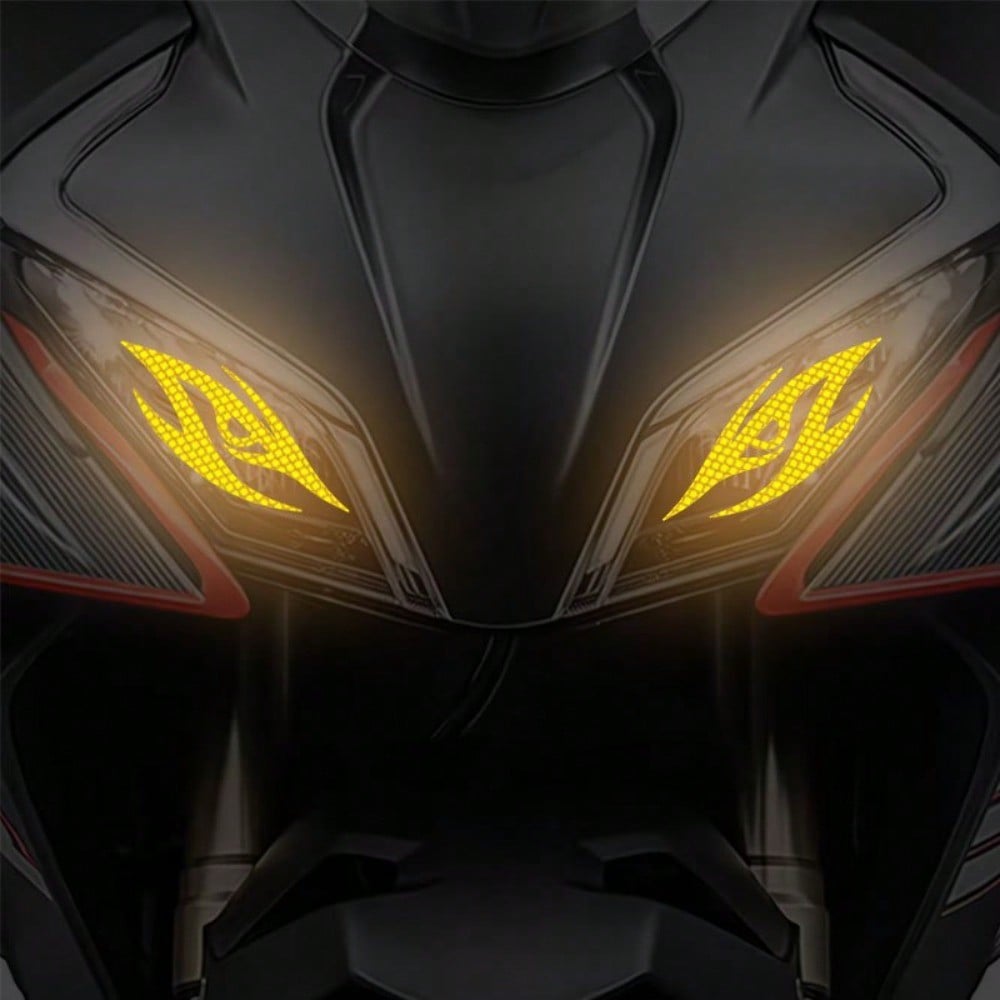 1pc Reflective Cool-Looking Motorcycle Sticker, Self-Adhesive Cartoon Pattern Sticker, Used For Motorcycle Headlights, Fuel Tank, Front Air Intake Cover, Back Of Helmet, Night Driving Safety Warning
