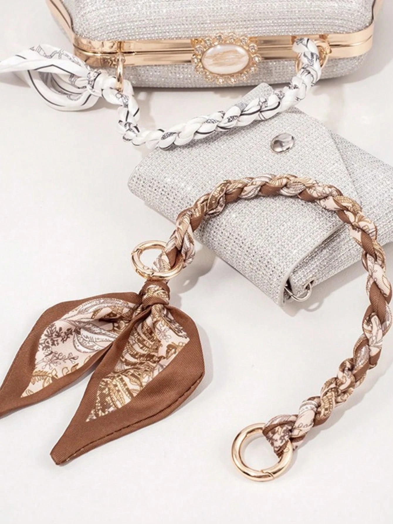 1pc Replacement Strap- Chain Shoulder Strap, Lunch Box Bag Strap, Printed Scarf Strap, Handmade Woven Bracelet