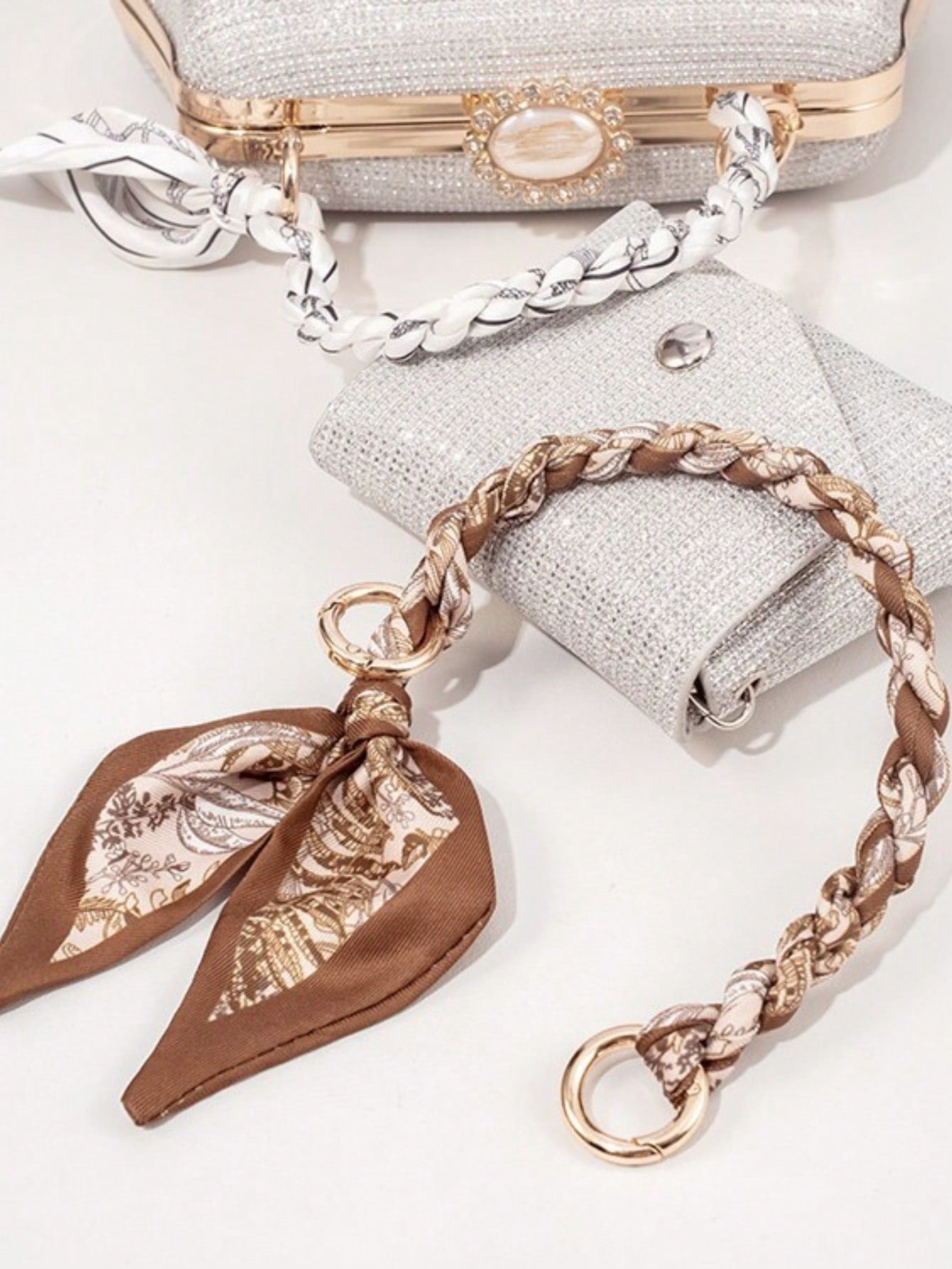 1pc Replacement Strap- Chain Shoulder Strap, Lunch Box Bag Strap, Printed Scarf Strap, Handmade Woven Bracelet