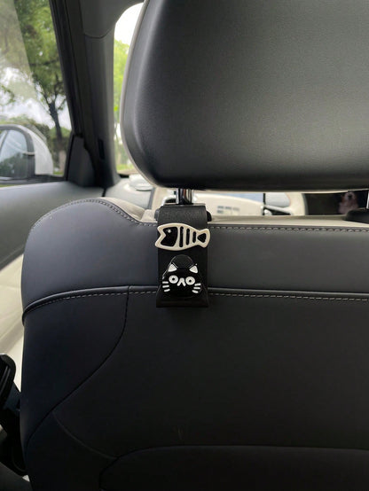 1pc Resin Cat And Fish Car Hook, Hidden Cartoon Cat And Fish 7-Shaped Car Hook For Rear Seat, DIY Resin Decorative Patch Cream Glue Accessory, Multi-Functional Hanging Hook For Rear Seat, Car Interior