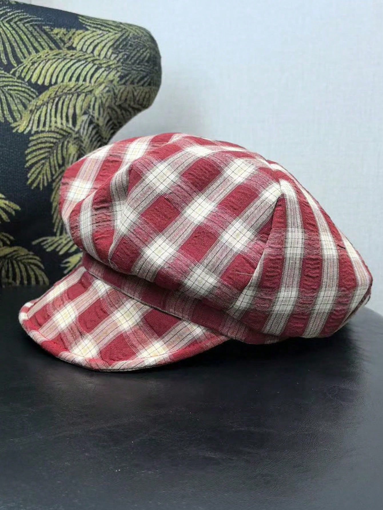 1pc Retro Plaid Beret Hat, Summer Painter Cap, Large Head Circumference, Cloud-Shaped, Octagonal, Vintage Style, Commuting Essential Checked Beret