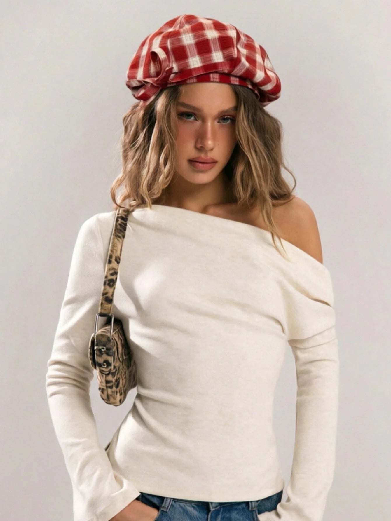 1pc Retro Plaid Beret Hat, Summer Painter Cap, Large Head Circumference, Cloud-Shaped, Octagonal, Vintage Style, Commuting Essential Checked Beret
