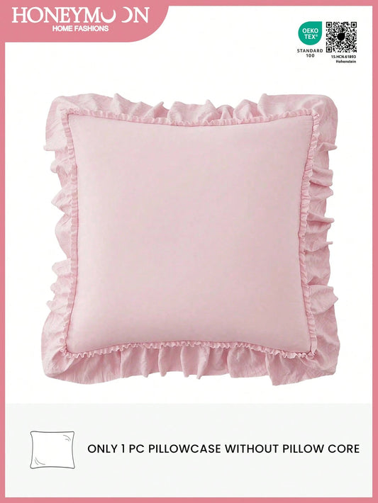 1pc Romantic French Ruffle Quilted Envelope Pillow Cover (Pillow Insert Not Included), Exquisite Romantic Decorative Pillow Sham For Bedroom/Dorm/Sofa/Lounge Chair, Gift For Loved Ones, Oeko-Tex Certi