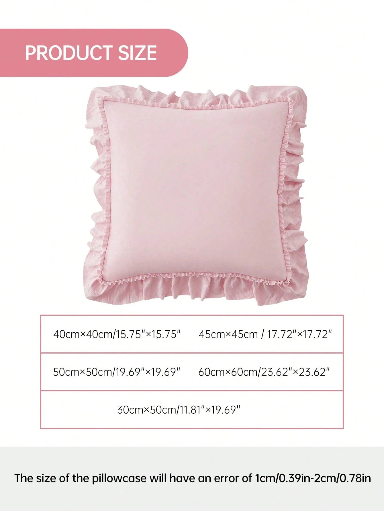 1pc Romantic French Ruffle Quilted Envelope Pillow Cover (Pillow Insert Not Included), Exquisite Romantic Decorative Pillow Sham For Bedroom/Dorm/Sofa/Lounge Chair, Gift For Loved Ones, Oeko-Tex Certi