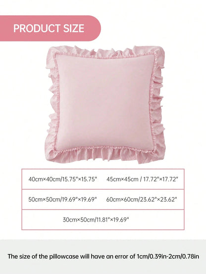 1pc Romantic French Ruffle Quilted Envelope Pillow Cover (Pillow Insert Not Included), Exquisite Romantic Decorative Pillow Sham For Bedroom/Dorm/Sofa/Lounge Chair, Gift For Loved Ones, Oeko-Tex Certi