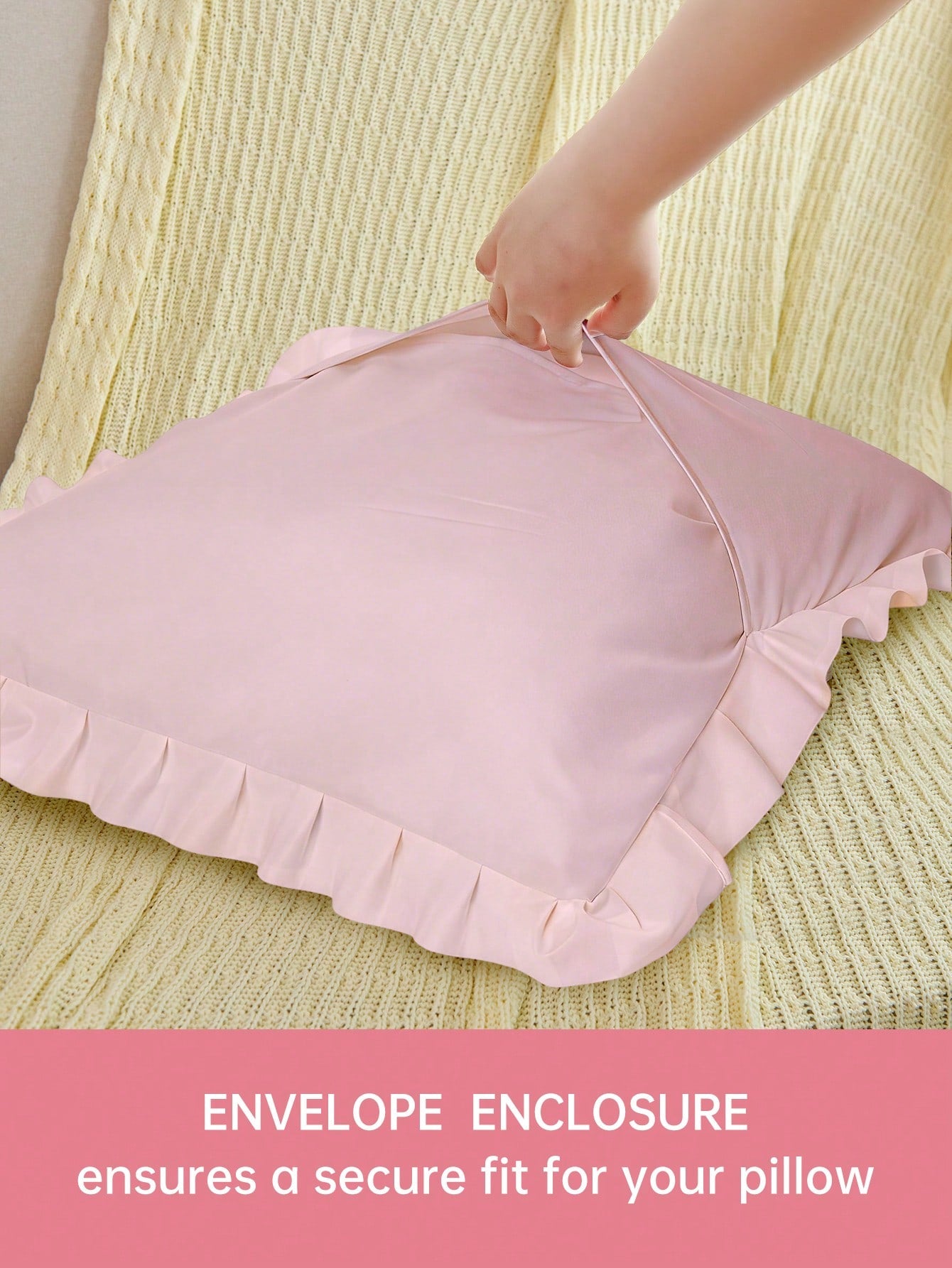 1pc Romantic French Ruffle Quilted Envelope Pillow Cover (Pillow Insert Not Included), Exquisite Romantic Decorative Pillow Sham For Bedroom/Dorm/Sofa/Lounge Chair, Gift For Loved Ones, Oeko-Tex Certi
