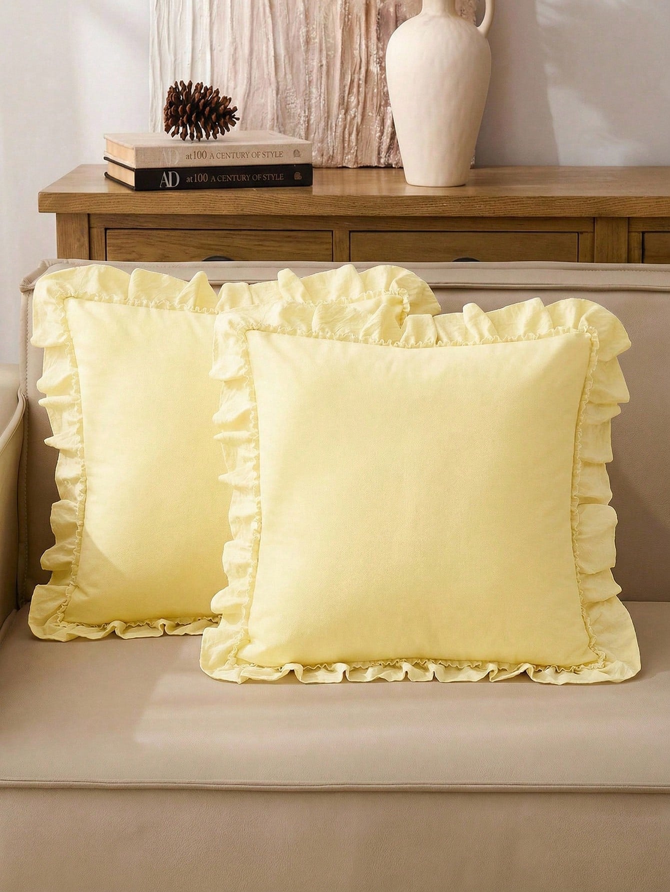 1pc Romantic French Ruffle Quilted Envelope Pillow Cover (Pillow Insert Not Included), Fashionable Romantic Decorative Throw Pillow Case Suitable For Bedroom/Dorm/Sofa, Gift For Couples & Friends. Mac