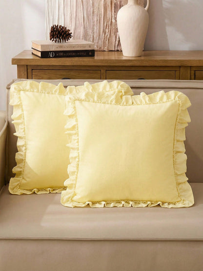 1pc Romantic French Ruffle Quilted Envelope Pillow Cover (Pillow Insert Not Included), Fashionable Romantic Decorative Throw Pillow Case Suitable For Bedroom/Dorm/Sofa, Gift For Couples & Friends. Mac
