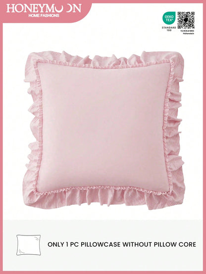 1pc Romantic French Ruffle Quilted Envelope Pillow Cover (Pillow Insert Not Included), Exquisite Romantic Decorative Pillow Sham For Bedroom/Dorm/Sofa/Lounge Chair, Gift For Loved Ones, Oeko-Tex Certi