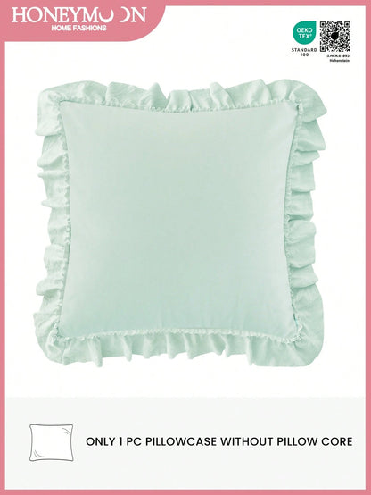 1pc Romantic French Ruffled Quilted Envelope Pillow Cover (Filling Not Included), Fashionable Romantic Decorative Throw Pillow Case Suitable For Bedroom/Dorm/Sofa, Couples & Friends Gift. Machine Wash