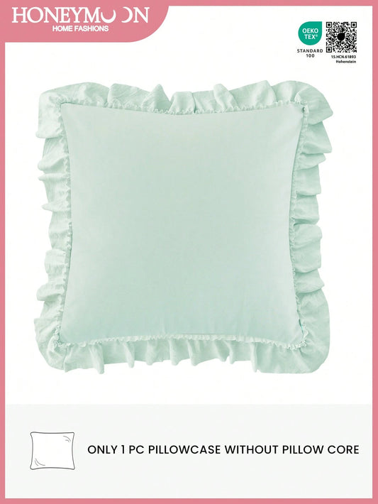 1pc Romantic French Ruffled Quilted Envelope Pillow Cover (Filling Not Included), Fashionable Romantic Decorative Throw Pillow Case Suitable For Bedroom/Dorm/Sofa, Couples & Friends Gift. Machine Wash