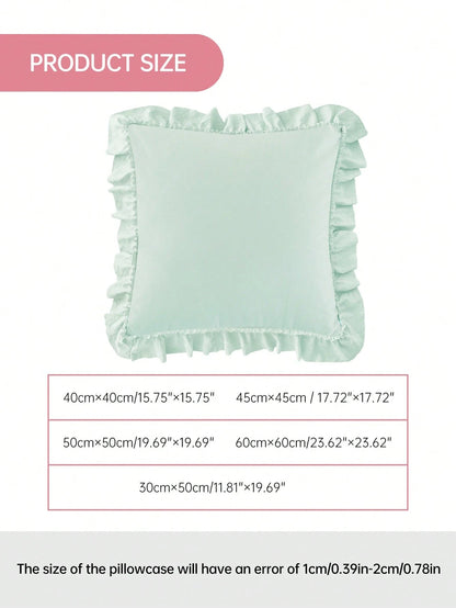 1pc Romantic French Ruffled Quilted Envelope Pillow Cover (Filling Not Included), Fashionable Romantic Decorative Throw Pillow Case Suitable For Bedroom/Dorm/Sofa, Couples & Friends Gift. Machine Wash