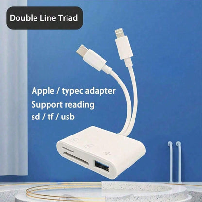 1pc SD Card Reader With Lightning + USB-C Interface, SD/TF/USB Card Reader Adapter Compatible With IPhone 17 Pro Max/17 Pro/17/Air/16/15/14/13/12/11, S25/S24/S23/S22/S21/S20 Ultra Plus, Cameras, Serie