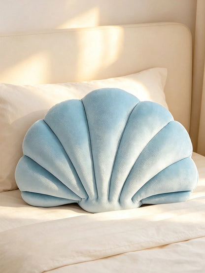 1pc Shell Shaped Decorative Pillow, 3D Filled Soft Velvet Cushion, Ocean Beach Decor Pillow For Sofa, Bed, Bedroom, Room Decoration, Outdoor Garden, Summer Spring