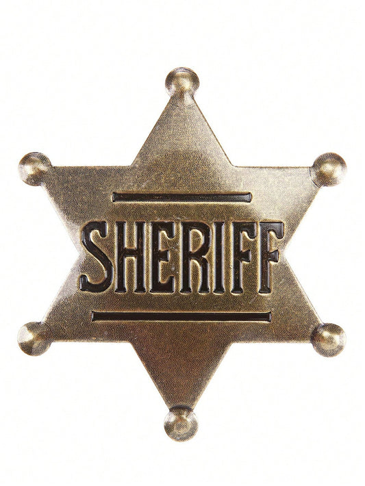1pc Sheriff Badge For Girls And Adults, Western Police Vest Badge, Deputy Sheriff Badge, Cowboy Party Decoration Badge, Metallic Halloween
