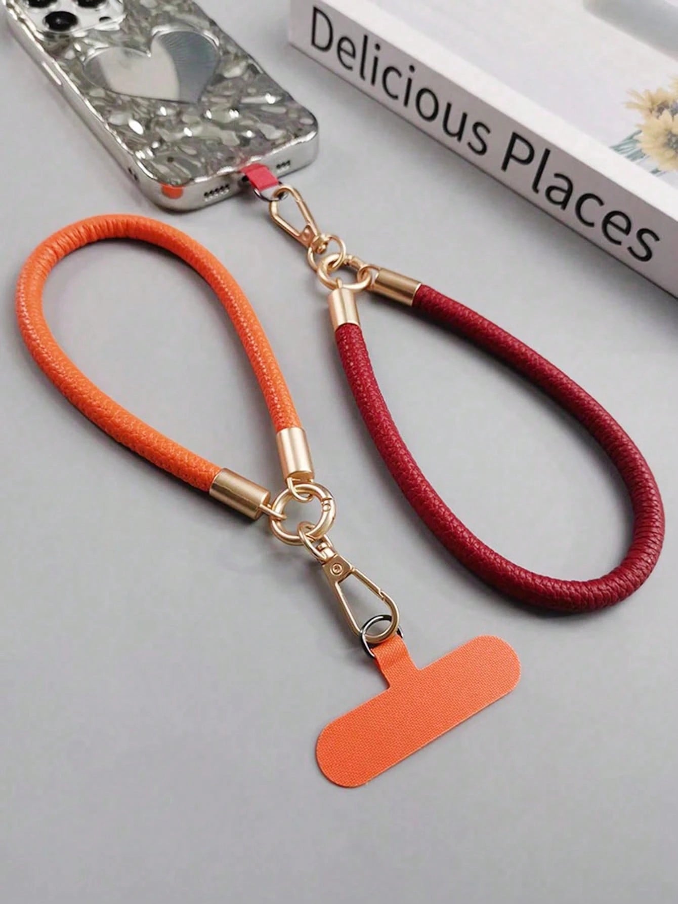 1PC Short Litchi Texture Phone Lanyard With Metal Buckle, Luxury Brand Litchi Texture Wrist Strap, High-End Minimalist Solid Color Anti-Lost Short Rope, Elegant Lady Style Strap Pendant Card Holder Pa
