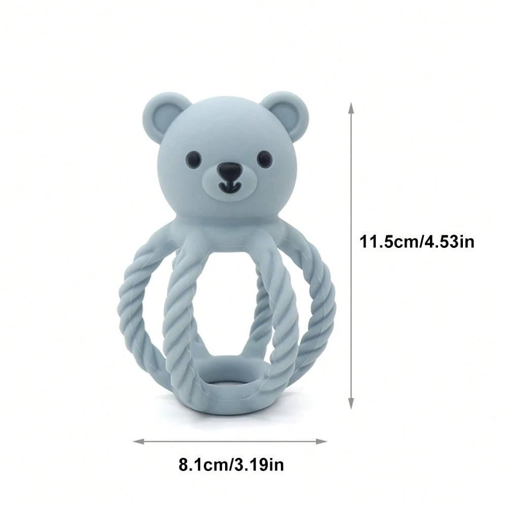 1pc Silicone Bear Rattle Toy, Easy To Grip, Gift For Christmas, Halloween, Thanksgiving