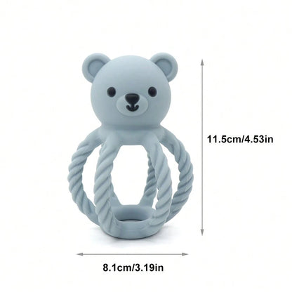 1pc Silicone Bear Rattle Toy, Easy To Grip, Gift For Christmas, Halloween, Thanksgiving