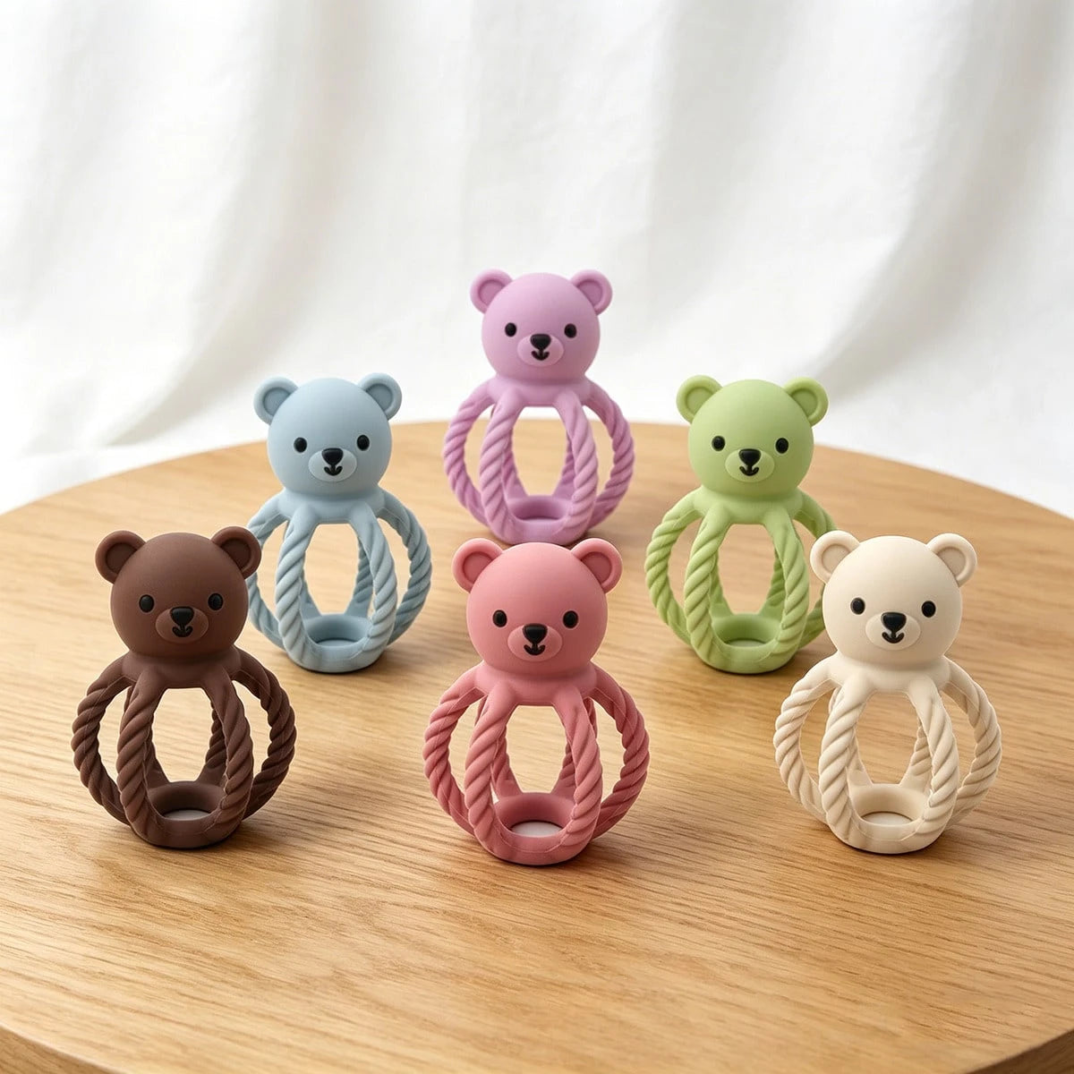 1pc Silicone Bear Rattle Toy, Easy To Grip, Gift For Christmas, Halloween, Thanksgiving