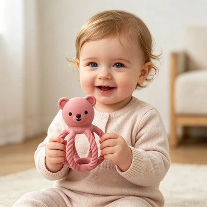 1pc Silicone Bear Rattle Toy, Easy To Grip, Gift For Christmas, Halloween, Thanksgiving