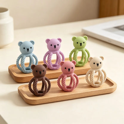1pc Silicone Bear Rattle Toy, Easy To Grip, Gift For Christmas, Halloween, Thanksgiving