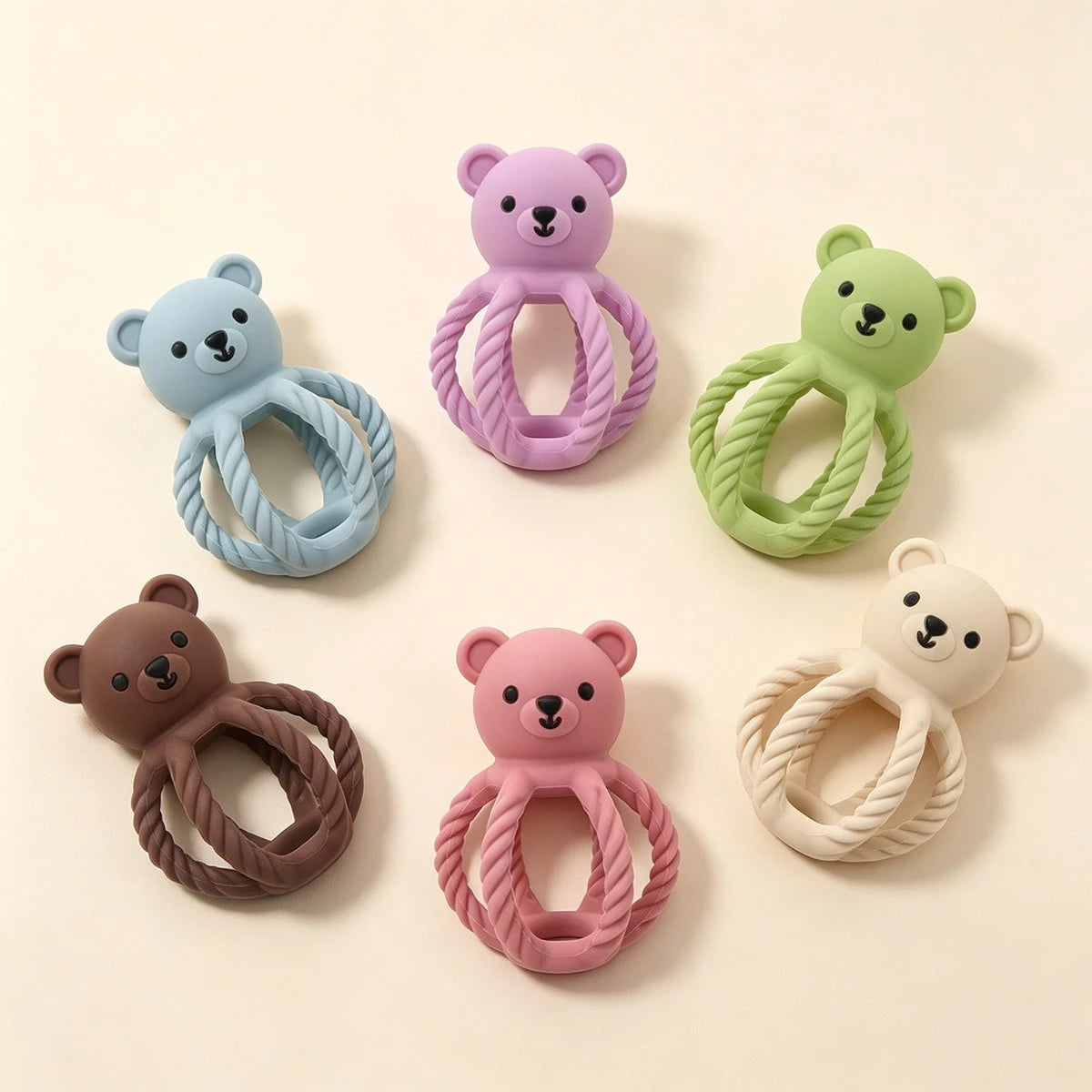 1pc Silicone Bear Rattle Toy, Easy To Grip, Gift For Christmas, Halloween, Thanksgiving