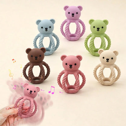 1pc Silicone Bear Rattle Toy, Easy To Grip, Gift For Christmas, Halloween, Thanksgiving