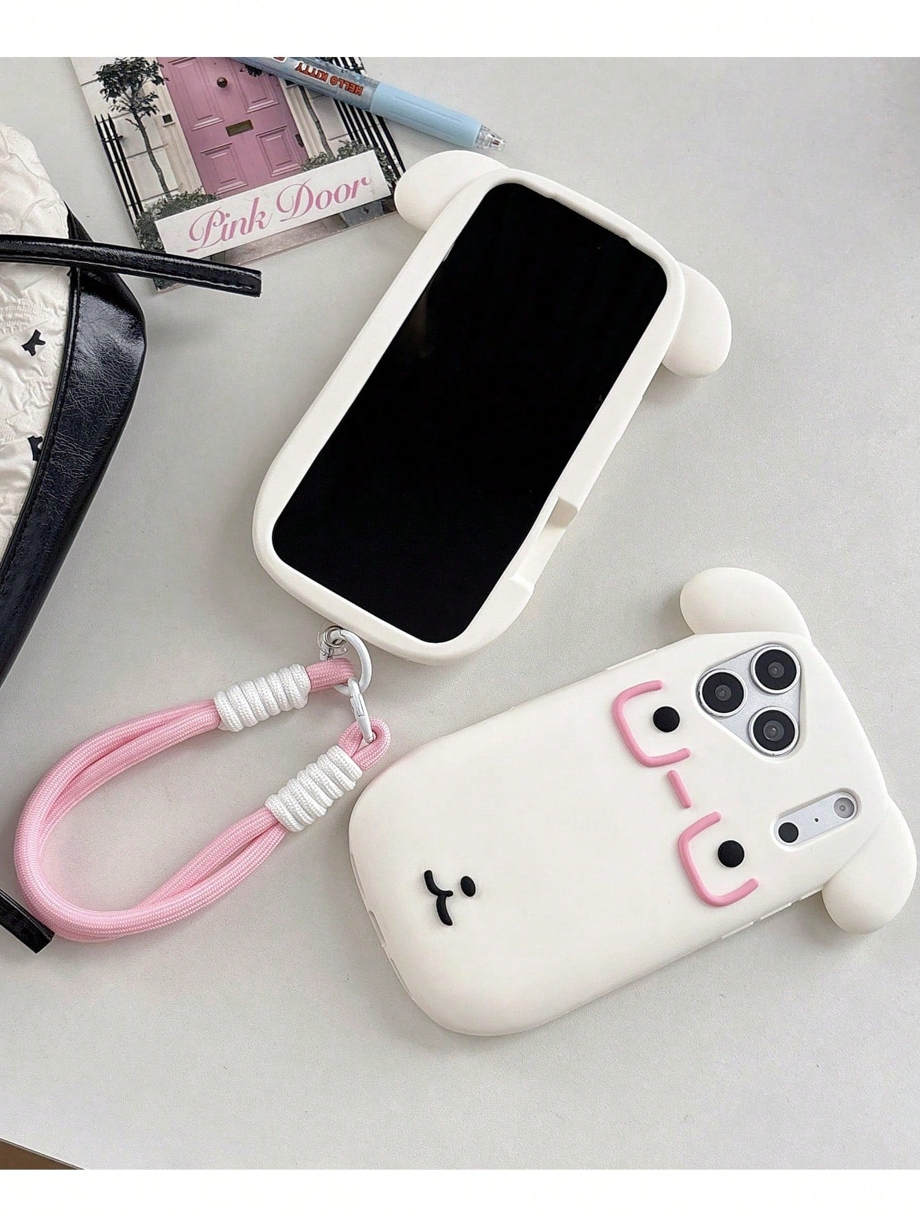 1pc Silicone Cute White Puppy Eyeglass Holder Case, Anti-Drop Lanyard Strap Compatible With IPhone 13/13 Pro/13 Pro Max/14/14 Pro/14 Pro Max/15/15 Pro/15 Pro Max/16/16 Pro/16 Pro Max/17/17 Pro/17 Pro