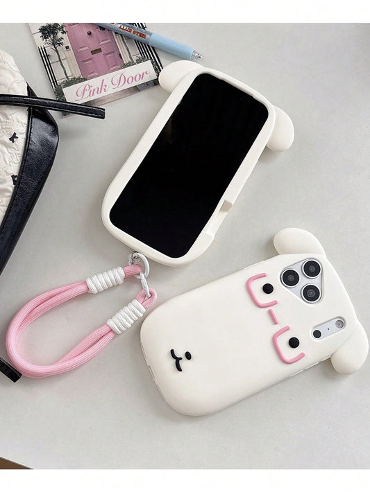 1pc Silicone Cute White Puppy Eyeglass Holder Case, Anti-Drop Lanyard Strap Compatible With IPhone 13/13 Pro/13 Pro Max/14/14 Pro/14 Pro Max/15/15 Pro/15 Pro Max/16/16 Pro/16 Pro Max/17/17 Pro/17 Pro