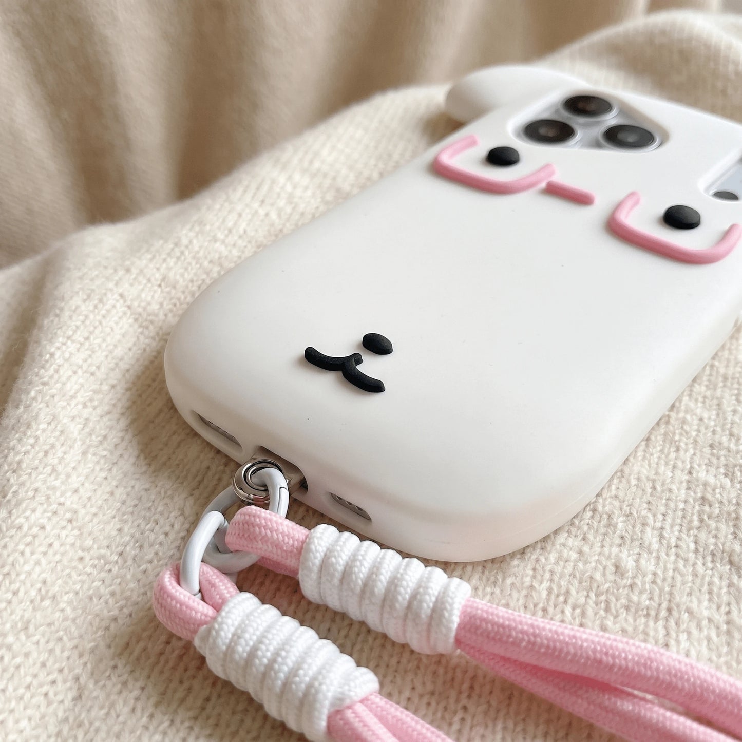 1pc Silicone Cute White Puppy Eyeglass Holder Case, Anti-Drop Lanyard Strap Compatible With IPhone 13/13 Pro/13 Pro Max/14/14 Pro/14 Pro Max/15/15 Pro/15 Pro Max/16/16 Pro/16 Pro Max/17/17 Pro/17 Pro