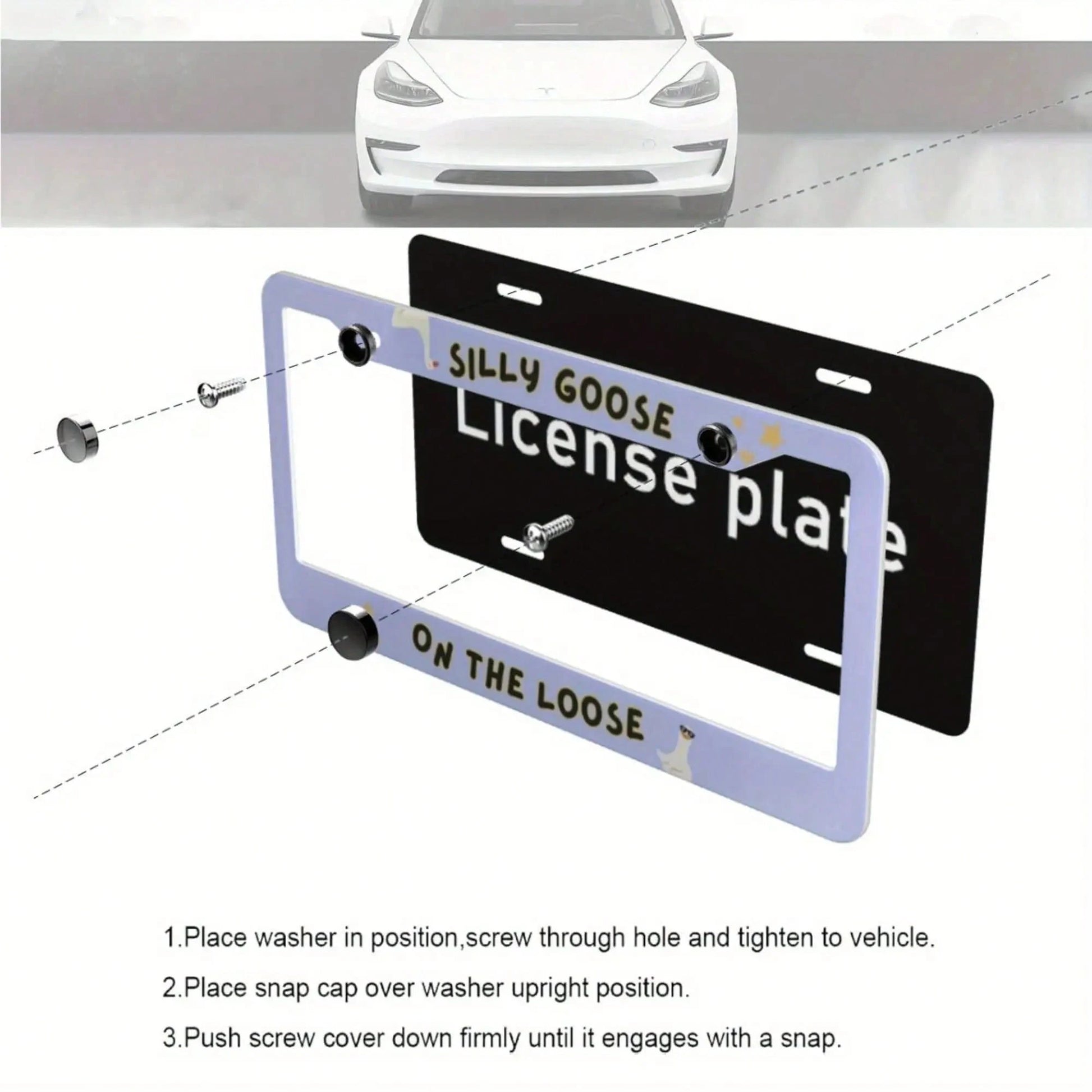 1pc Silly Goose License Plate Frame- Cute Duck Car Decoration With Silly Goose Text- Easy Installation- Fit, Trucks, SUVs, Motorcycles- Lightweight, Durable- Car Lovers, Vehicle Accessory, Playfu