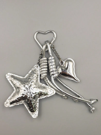 1pc Silver Women's Bag Charm, Keychain