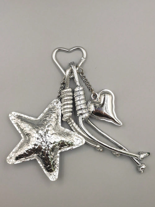 1pc Silver Women's Bag Charm, Keychain