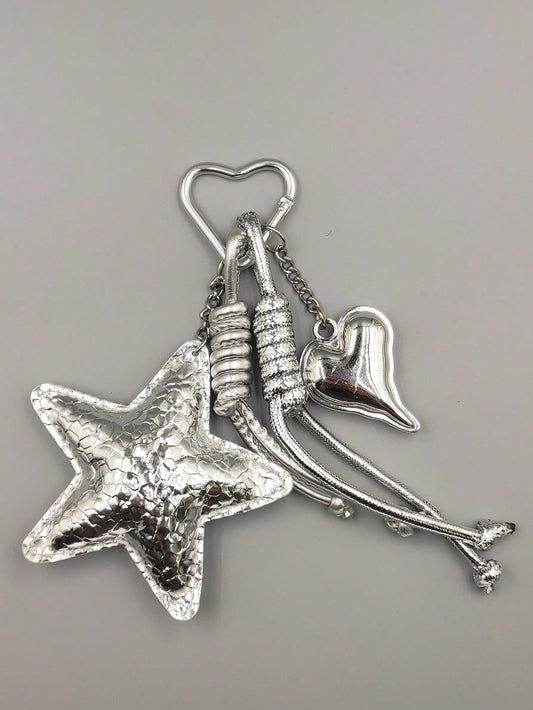 1pc Silver Women's Bag Charm, Keychain