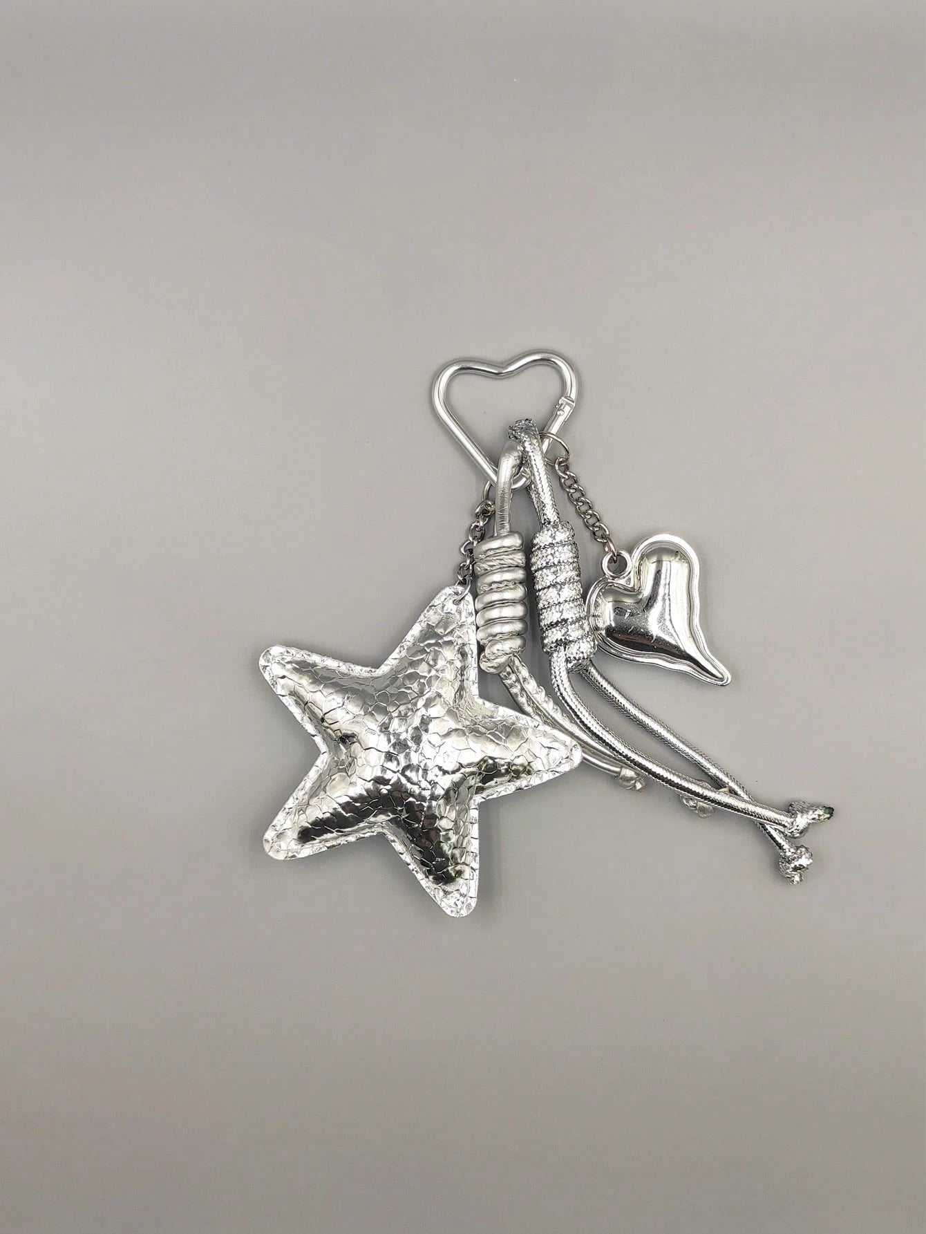 1pc Silver Women's Bag Charm, Keychain