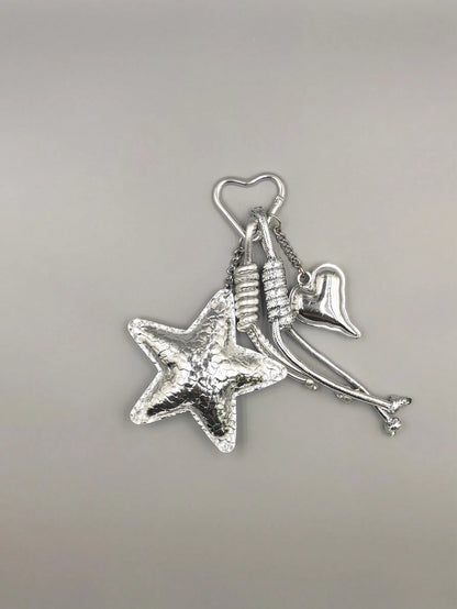 1pc Silver Women's Bag Charm, Keychain