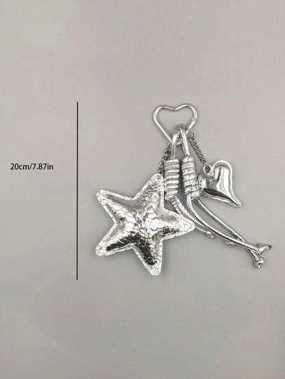 1pc Silver Women's Bag Charm, Keychain
