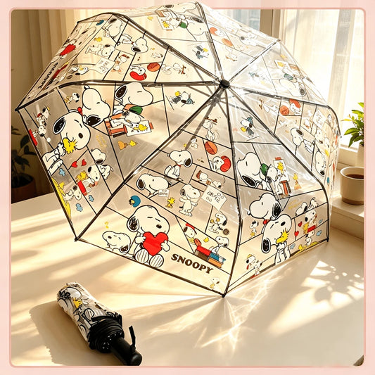 1PC Snoopy Transparent Umbrella, Perfect For School Commute, Photography, Short Trips, Birthday, Anniversary, Rainy Day Surprise, Back To School Gift, Small Souvenir Gift