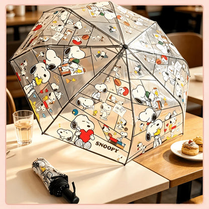 1PC Snoopy Transparent Umbrella, Perfect For School Commute, Photography, Short Trips, Birthday, Anniversary, Rainy Day Surprise, Back To School Gift, Small Souvenir Gift