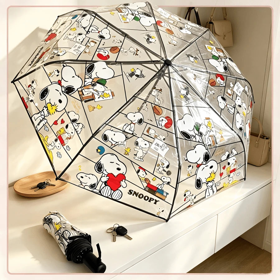 1PC Snoopy Transparent Umbrella, Perfect For School Commute, Photography, Short Trips, Birthday, Anniversary, Rainy Day Surprise, Back To School Gift, Small Souvenir Gift