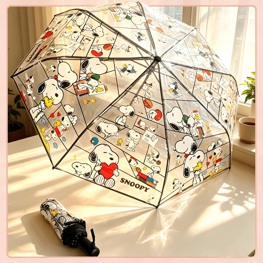 1PC Snoopy Transparent Umbrella, Perfect For School Commute, Photography, Short Trips, Birthday, Anniversary, Rainy Day Surprise, Back To School Gift, Small Souvenir Gift