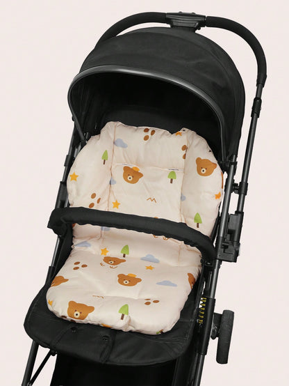 1pc Soft & Breathable Stroller/Car Seat Cushion, Suitable For Baby Boys & Girls, Adorable Panda/Brown Bear Pattern, Essential For Outdoor Use