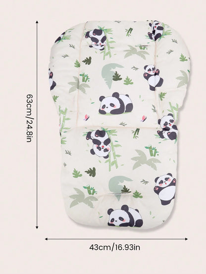 1pc Soft & Breathable Stroller/Car Seat Cushion, Suitable For Baby Boys & Girls, Adorable Panda/Brown Bear Pattern, Essential For Outdoor Use