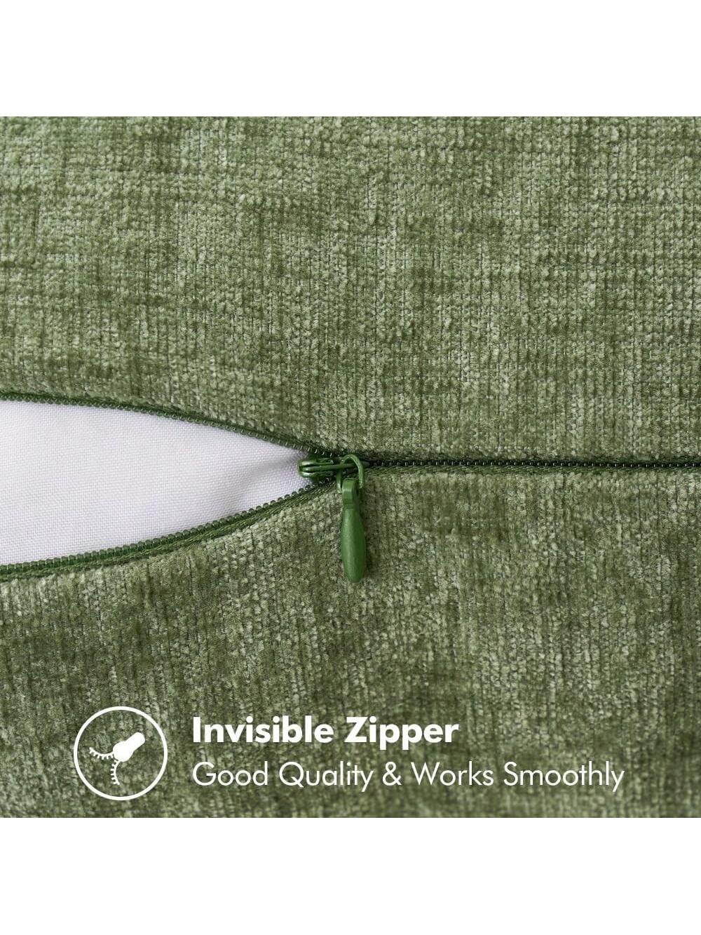 1pc Soft & Comfortable Sage Green Double-Sided Chenille Throw Pillow Cover (No Filling), Farmhouse Velvet Cushion Cover, Decorative Square Pillow Sham, Suitable For Sofa & Bed, Spring/Summer