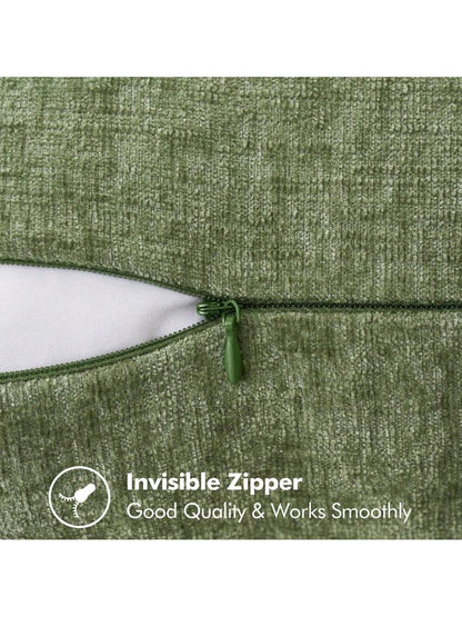 1pc Soft & Comfortable Sage Green Double-Sided Chenille Throw Pillow Cover (No Filling), Farmhouse Velvet Cushion Cover, Decorative Square Pillow Sham, Suitable For Sofa & Bed, Spring/Summer