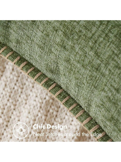 1pc Soft & Comfortable Sage Green Double-Sided Chenille Throw Pillow Cover (No Filling), Farmhouse Velvet Cushion Cover, Decorative Square Pillow Sham, Suitable For Sofa & Bed, Spring/Summer