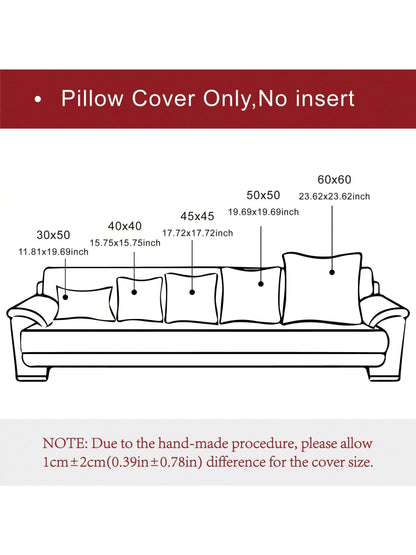 1pc Soft & Comfortable Sage Green Double-Sided Chenille Throw Pillow Cover (No Filling), Farmhouse Velvet Cushion Cover, Decorative Square Pillow Sham, Suitable For Sofa & Bed, Spring/Summer
