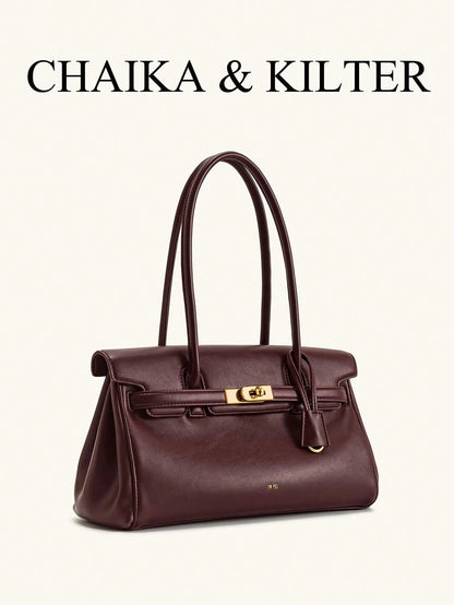 1pc Solid Color PU Fabric Women's Shoulder Bag, Baguette Bag, PU Material, Fashion, Briefcase, Women's, 2026 New Style, Handheld Shoulder Bag